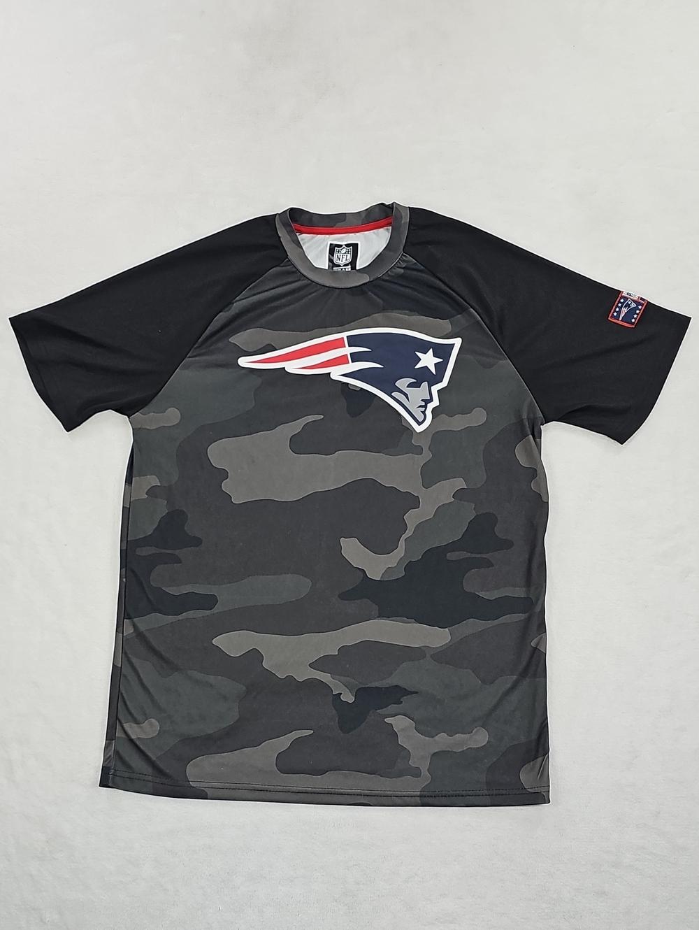 New England Patriots Men's Black/Gray Camo Short-Sleeve Team Jersey